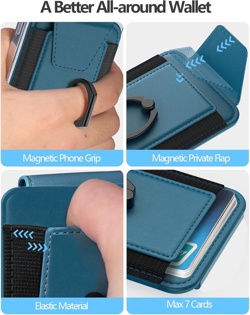 ExtreLife For Magsafe Wallet with Grip, 6-Card Holder, Stronger Magnetic Card Wallet Holder for iPhone 17/16/15, iPhone 14/13/12 Series, Leather Magnetic Phone Wallet with Privacy Flap, RFID Blocking, Blue - Image 5